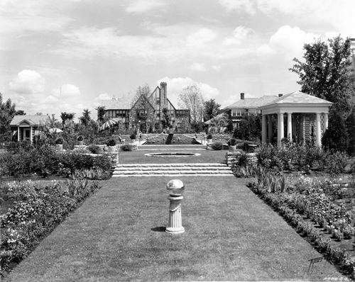 The Dan W. Moser residence is an example of the formal garden design that Hare & Hare incorporated into many of their residential and park projects.